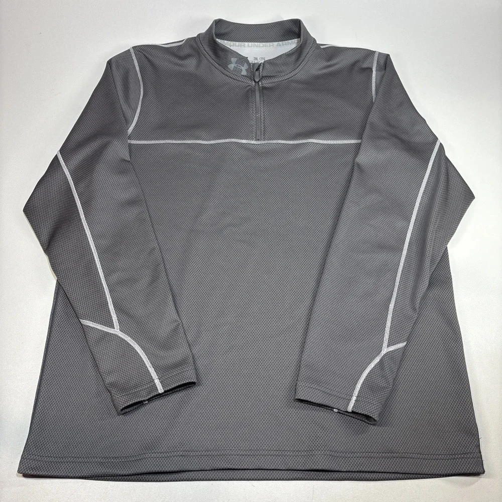 Under Armour ColdGear Pullover XXL Gray Quarter Zip Geometric Hexagon Athletic